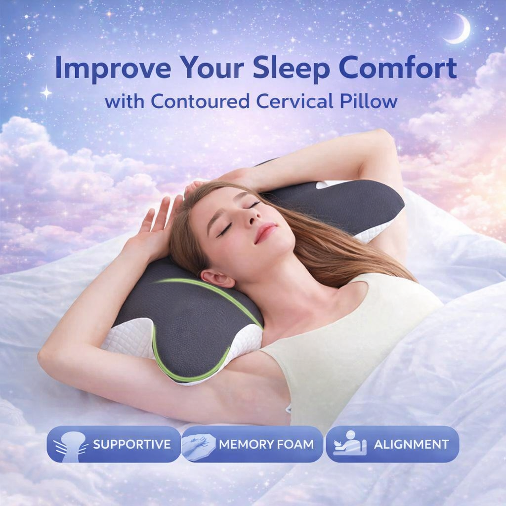 Ergonomic  Neck Pillow for Comfy Sleep  | 50% OFF Till Stock Lasts